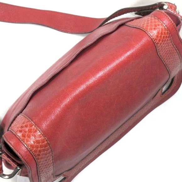 Cartier Marcello Oxblood Suede Snakeskin Python Saddle Shoulder Bag Messenger - Picture 8 of 12